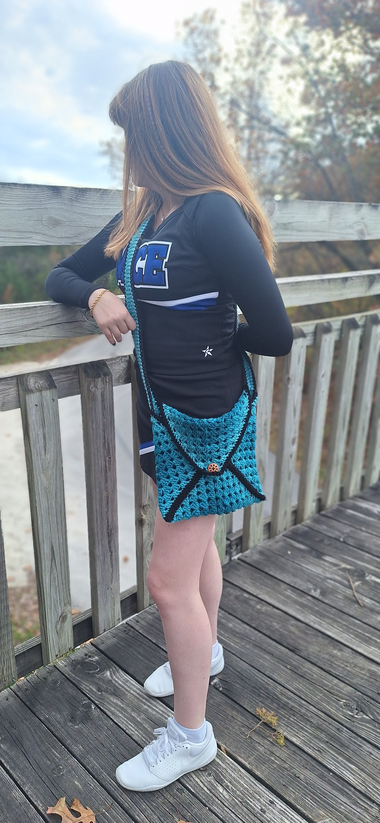 Blue and Black Cross Body Book Bag