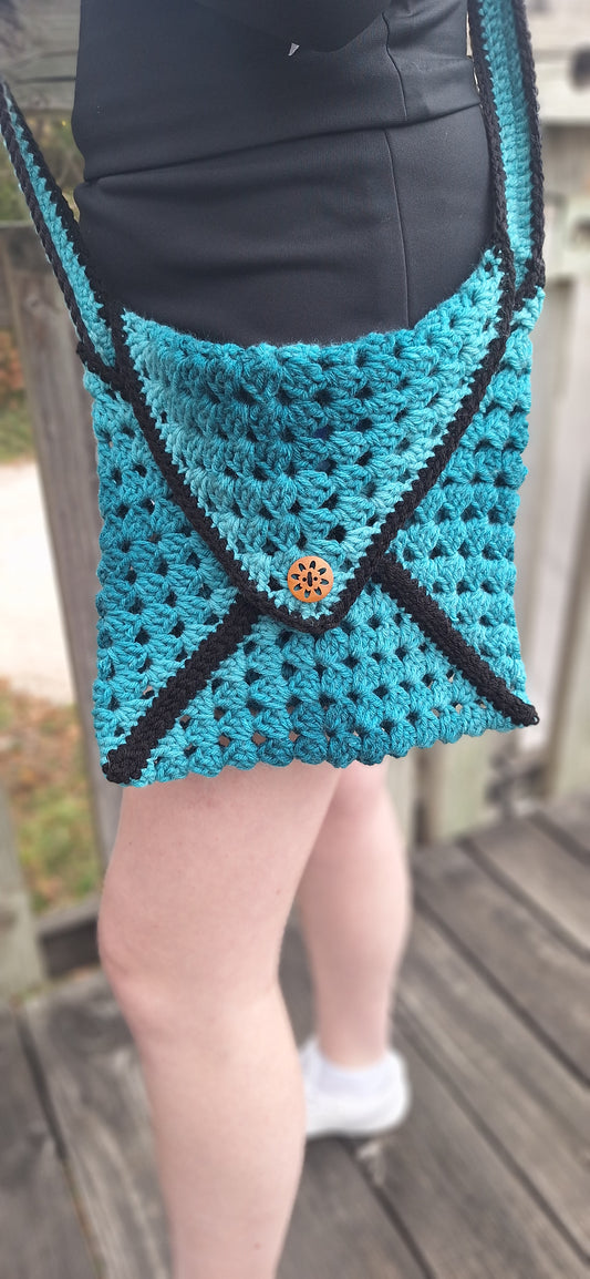 Blue and Black Cross Body Book Bag