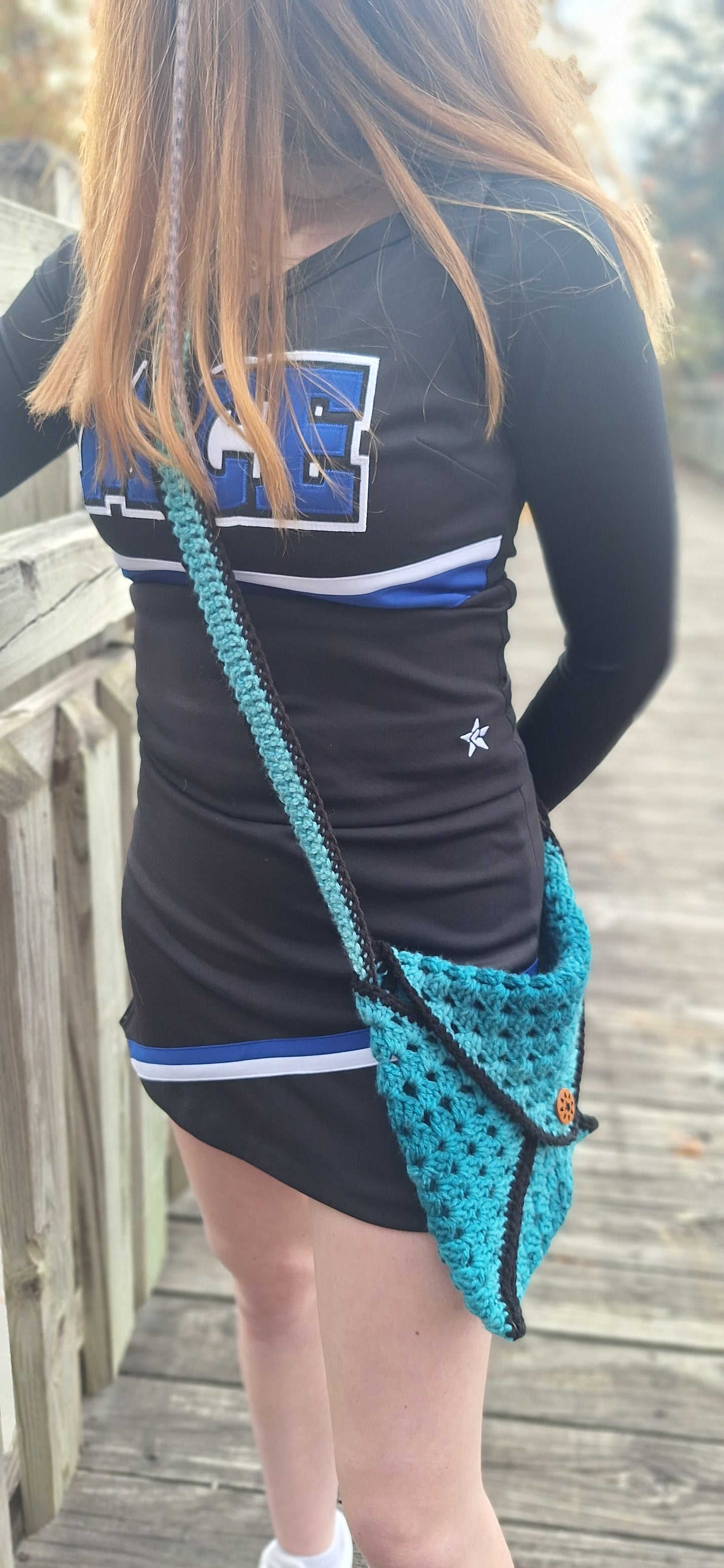 Blue and Black Cross Body Book Bag