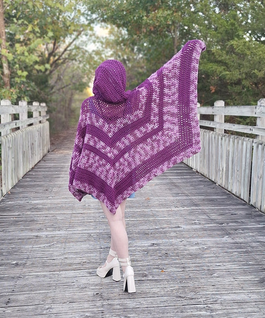 Purple Enchantment Hooded Crochet Cape