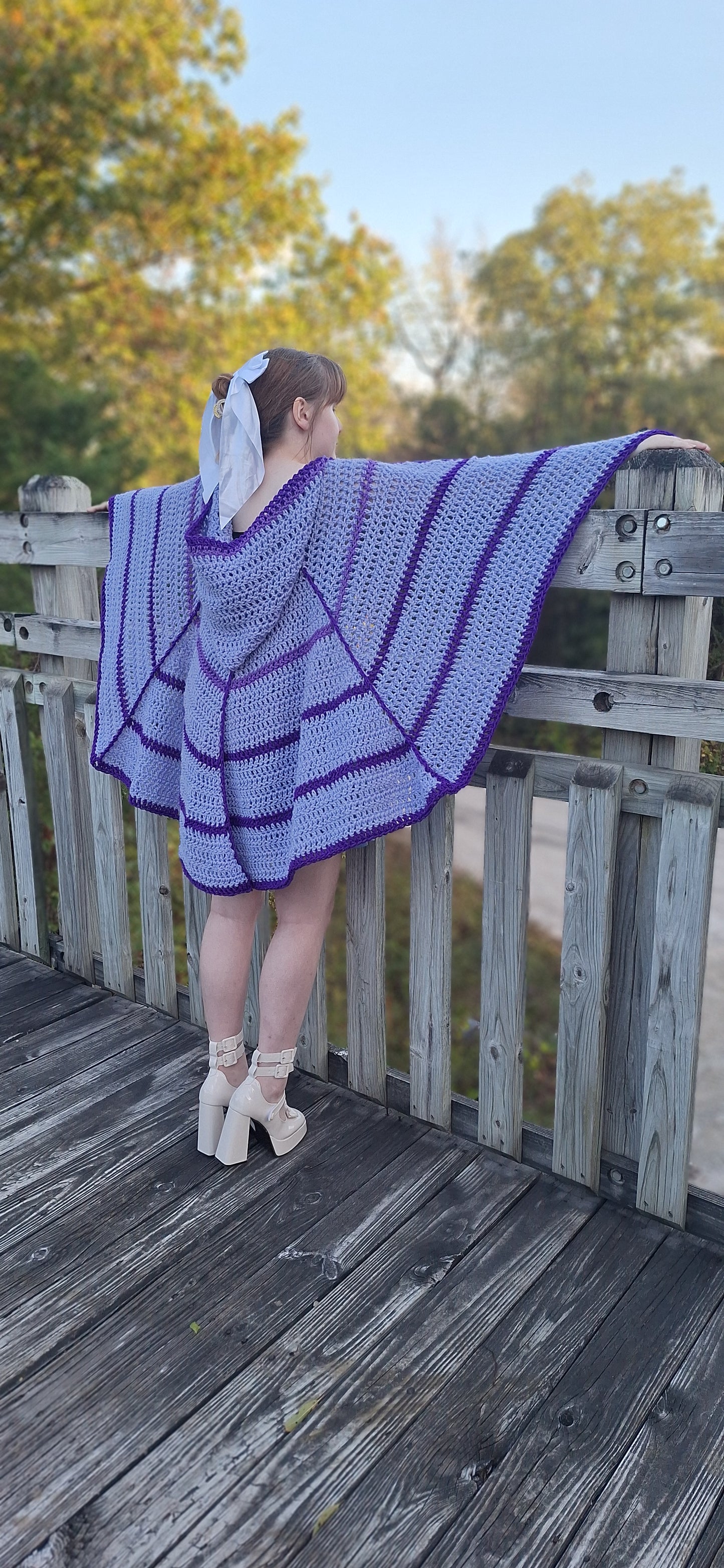 Jasmine Spider Web Hooded Crochet Cloak/Cape